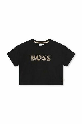 Otroška kratka majica BOSS črna barva - črna. Otroške kratka majica iz kolekcije BOSS. Model izdelan iz tanke