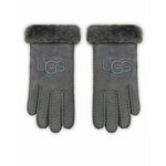 Rokavice iz semiša UGG ženski, siva barva - siva. Rokavice iz kolekcije UGG. Model izdelan iz semiš usnja.