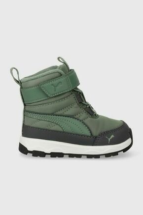 Otroški zimski škornji Puma Evolve Boot AC+ Inf zelena barva - zelena. Zimski čevlji iz kolekcije Puma. Podloženi model izdelan iz tekstilnega materiala.