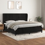 Box spring postelja z vzmetnico črna 200x200 cm žamet - vidaXL - črna - 96,23 - 200 x 200 cm - vidaXL