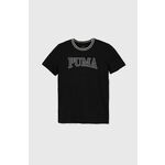 Otroška bombažna kratka majica Puma PUMA SQUAD B črna barva - črna. Otroška kratka majica iz kolekcije Puma, izdelana iz pletenine s potiskom. Model iz izjemno udobne bombažne tkanine.