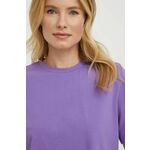 Kratka majica Sisley ženski, vijolična barva - vijolična. Kratka majica iz kolekcije Sisley, izdelana iz tanke, elastične pletenine. Model iz izjemno udobne, zračne tkanine z visoko vsebnostjo bombaža.