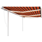 Vidaxl Avtomatska tenda LED + senzor 6x3,5 m oranžna in rjava