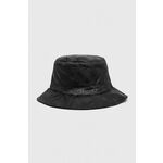Dvostranski klobuk Guess črna barva - črna. Klobuk iz kolekcije Guess. Model z ozkim robom, izdelan iz materiala s potiskom.