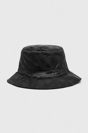 Dvostranski klobuk Guess črna barva - črna. Klobuk iz kolekcije Guess. Model z ozkim robom