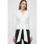 Bombažna majica Marciano Guess CORINNE ženska, bela barva, 4GGH04 9869Z - bela. Bluza iz kolekcije Marciano Guess izdelana iz enobarvne tkanine. Model iz izjemno udobne bombažne tkanine.