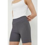 Kratke hlače 4F ženski, siva barva - siva. Kratke hlače iz kolekcije 4F. Model izdelan iz rebraste pletenine. Prilagodljiv material, ki se prilagaja postavi.