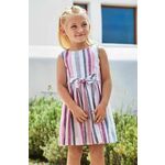Otroška obleka z mešanico lanu Mayoral vijolična barva - vijolična. Otroški obleka iz kolekcije Mayoral. Model izdelan iz vzorčastega materiala.