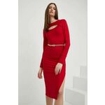 Obleka Answear Lab rdeča barva, - rdeča. Obleka iz kolekcije Answear Lab. Oprijet model izdelan iz tanke, elastične pletenine. Izjemno udoben material.