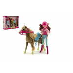 Teddies Urejanje konja z dodatki + lutka džokeja 23cm plastika