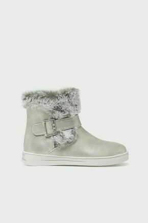 Otroški zimski škornji Mayoral srebrna barva - srebrna. Zimski čevlji iz kolekcije Mayoral. Podloženi model izdelan iz kombinacije ekološkega usnja in tekstilnega materiala.