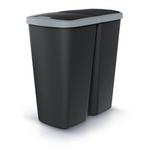 Prosperplast Koš za smeti Prosperplast COMPACTA Q DUO 45 l, črn s svetlo sivim pokrovom