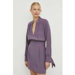 Obleka Elisabetta Franchi vijolična barva - vijolična. Obleka iz kolekcije Elisabetta Franchi. Model izdelan iz enobarvne tkanine. Model iz izjemno udobne, zračne tkanine.