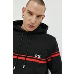 Bombažen pulover GCDS moška, črna barva, s kapuco - črna. Mikica s kapuco iz kolekcije GCDS. Model izdelan iz rahlo elastične pletenine.