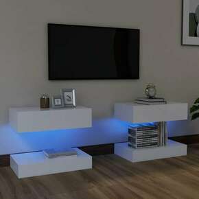 TV omarica z LED lučkami 2 kosa bela 60x35 cm