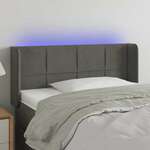 Vidaxl LED posteljno vzglavje temno sivo 103x16x78/88 cm žamet
