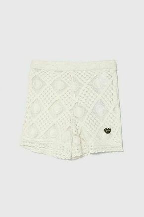 Otroške bombažne kratke hlače Guess bela barva - bela. Otroški kratke hlače iz kolekcije Guess. Model izdelan iz čipkastega materiala. Model iz zračne bombažne tkanine.