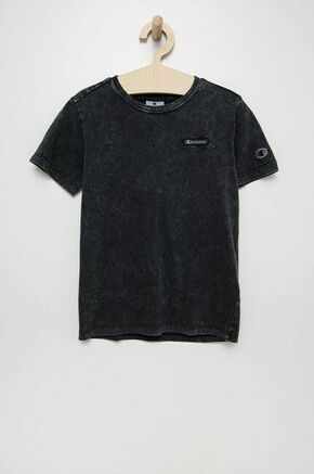 Otroški bombažen t-shirt Champion črna barva - črna. Otroški T-shirt iz kolekcije Champion. Model izdelan iz tanke