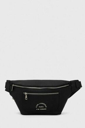 Usnjena opasna torbica Karl Lagerfeld črna barva - črna. Pasna torbica iz kolekcije Karl Lagerfeld. Model izdelan iz naravnega usnja.