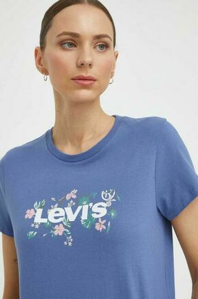 Bombažna kratka majica Levi's ženski - modra. Kratka majica iz kolekcije Levi's