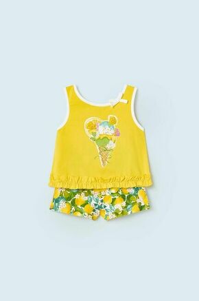 Komplet za dojenčka Mayoral rumena barva - rumena. Komplet za dojenčke iz kolekcije Mayoral. Model izdelan iz vzorčaste pletenine.