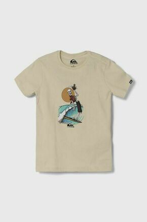 Otroška bombažna kratka majica Quiksilver NEVERENDINGSURF bež barva - bež. Otroška lahkotna kratka majica iz kolekcije Quiksilver