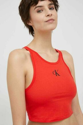 Bombažen top Calvin Klein rdeča barva - rdeča. Top iz kolekcije Calvin Klein. Model izdelan iz enobarvne pletenine.