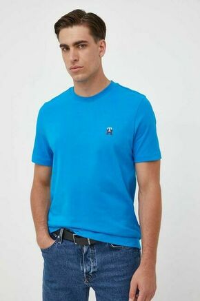 Bombažna kratka majica Tommy Hilfiger - modra. Lahkotna kratka majica iz kolekcije Tommy Hilfiger