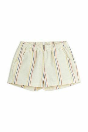 Otroške kratke hlače z mešanico lana Mini Rodini bela barva - bela. Otroški kratke hlače iz kolekcije Mini Rodini. Model izdelan iz vzorčaste tkanine.