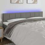 Greatstore LED posteljno vzglavje temno sivo 160x5x78/88 cm blago