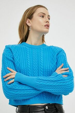 Pulover Gestuz ženski - modra. Pulover iz kolekcije Gestuz. Model z okroglim izrezom