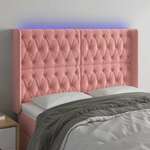 shumee LED posteljno vzglavje roza 147x16x118/128 cm žamet