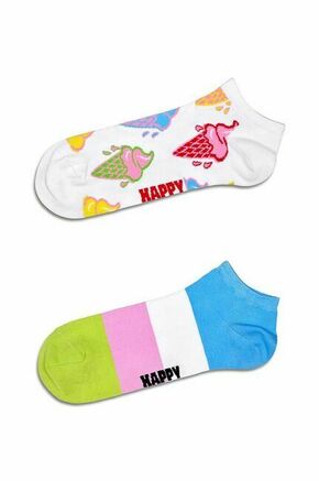 Nogavice Happy Socks Ice Cream &amp; Stripe Low 2-pack - pisana. Nogavice iz kolekcije Happy Socks. Model izdelan iz elastičnega