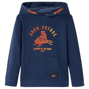 VidaXL Otroški pulover s kapuco mornarsko melange in oranžna 140