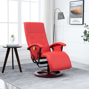 VidaXL Masažni stol iz umetnega usnja rdeče barve