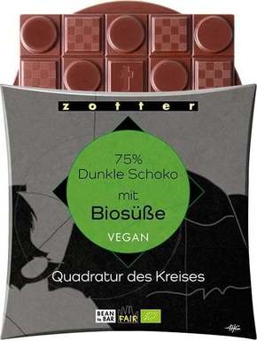 Zotter Schokoladen Kvadrati v krogu s 75% temno čokolado z bio sladkobo - 70 g
