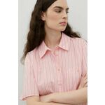 Bombažna srajca American Vintage ženska, roza barva - roza. Srajca iz kolekcije American Vintage, izdelana iz vzorčaste tkanine. Model iz izjemno udobne bombažne tkanine, ki je zračna.