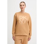 Pulover Dkny - rjava. Pulover iz kolekcije Dkny, izdelan iz pletenine s potiskom. Model iz izjemno udobne tkanine z visoko vsebnostjo bombaža.