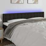 vidaXL LED posteljno vzglavje črno 180x5x78/88 cm blago
