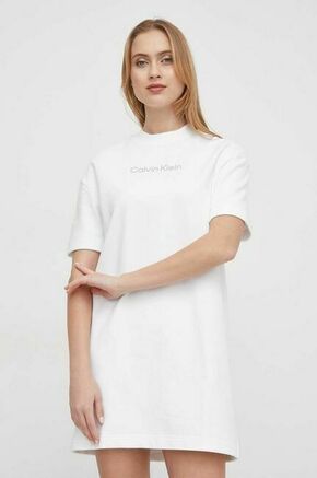 Bombažna obleka Calvin Klein bela barva - bela. Obleka iz kolekcije Calvin Klein. Model izdelan iz debele
