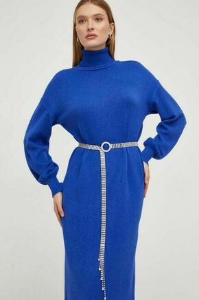 Obleka Answear Lab - modra. Topla obleka iz kolekcije Answear Lab. Model izdelan iz enobarvne pletenine. Model iz izjemno udobne tkanine z visoko vsebnostjo viskoze.
