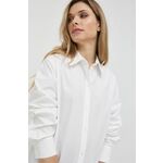 Bombažna srajca Karl Lagerfeld ženska, bela barva - bela. Srajca iz kolekcije Karl Lagerfeld. Model izdelan iz tkanine z nalepko.