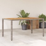 vidaXL Vrtna miza z leseno akacijevo ploščo siva 150x90x75 cm PE ratan
