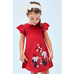 Otroška obleka Mayoral rdeča barva - rdeča. Otroška Obleka iz kolekcije Mayoral. Nabran model izdelan iz elastične pletenine.