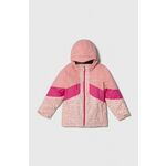 Otroška jakna Columbia roza barva - roza. Otroški jakna iz kolekcije Columbia. Podložen model, izdelan iz vzorčaste tkanine. Vgrajena kapuca poveča zaščito pred mrazom in vetrom.