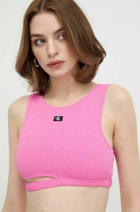 Top za na plažo Calvin Klein roza barva - roza. Top za na plažo iz kolekcije Calvin Klein. Model izdelan iz udobnega materiala. Modelu je priložena elastika za lase.