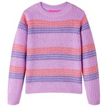 vidaXL Otroški pulover črtast pleten lila in roza 92