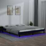Vidaxl LED posteljni okvir črn 140x190 cm trden les
