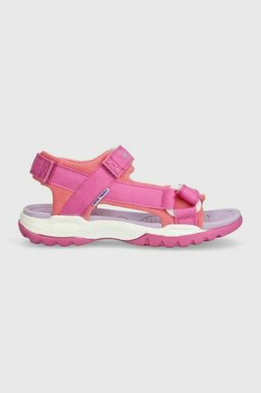Otroški sandali Geox roza barva - roza. Sandali iz kolekcije Geox. Model je izdelan iz tekstilnega materiala. Model z mehkim
