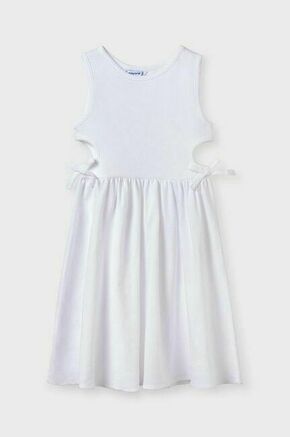 Otroška obleka Mayoral bela barva - bela. Otroški obleka iz kolekcije Mayoral. Nabran model
